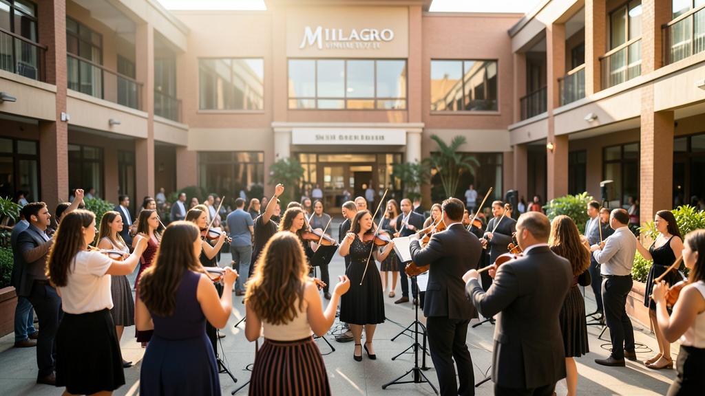 Orquesta Filarmónica de UNEMI llenó de música el campus universitario en Milagro