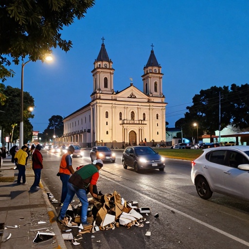 Junta Parroquial de Fátima retira obstáculos en Av. Nicolás Lappentti para mejorar la circulación