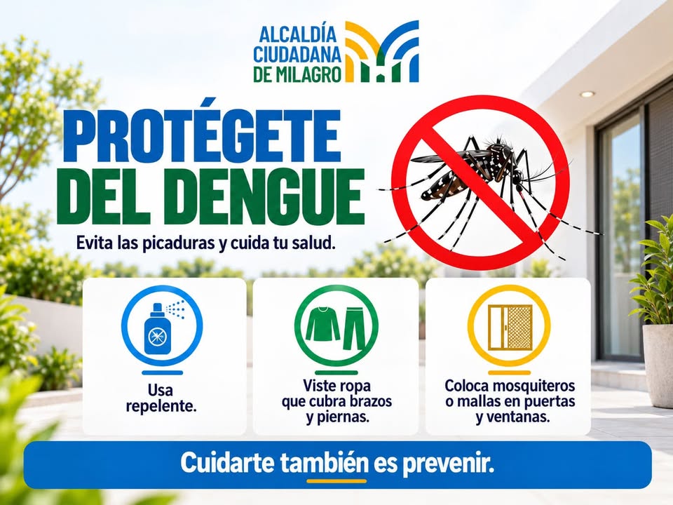 Consejos para evitar picaduras de mosquito y prevenir el dengue en Milagro