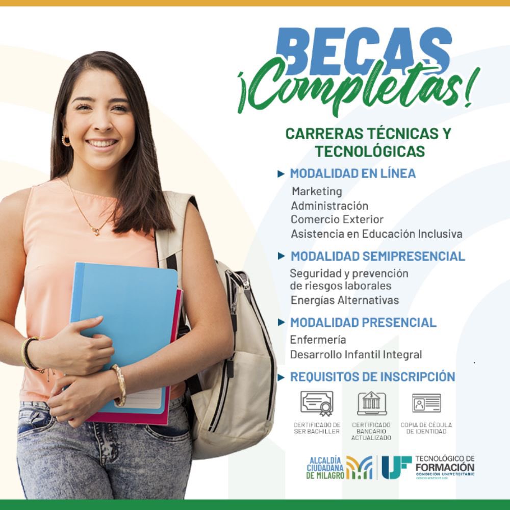 Becas educativas del GAD Milagro para impulsar el desarrollo profesional local