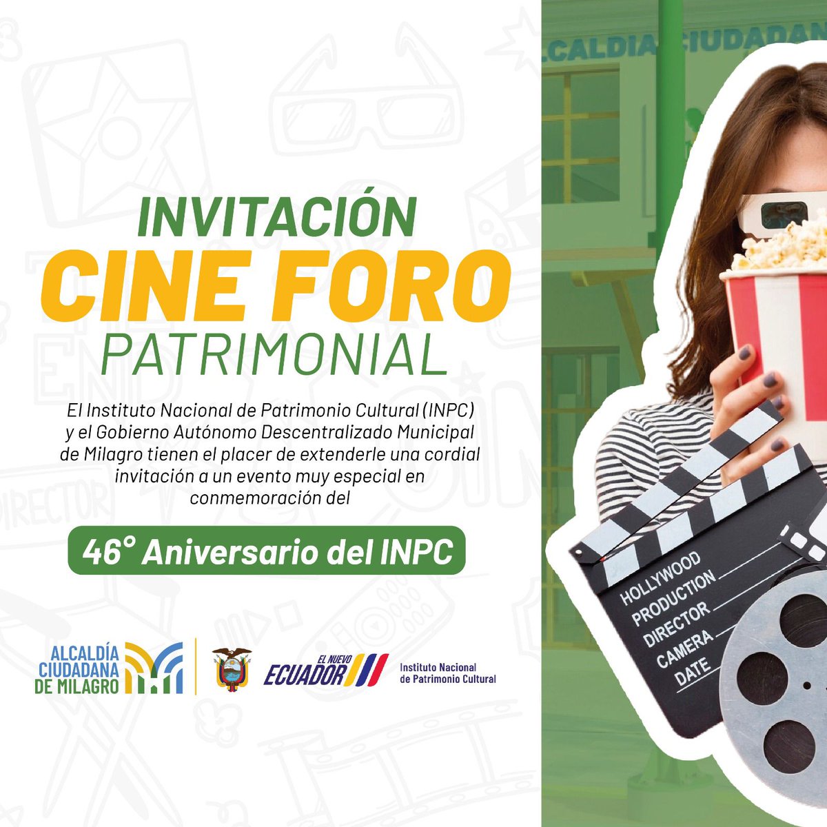 Milagro y el INPC proyectan cortos para celebrar 46 años del patrimonio